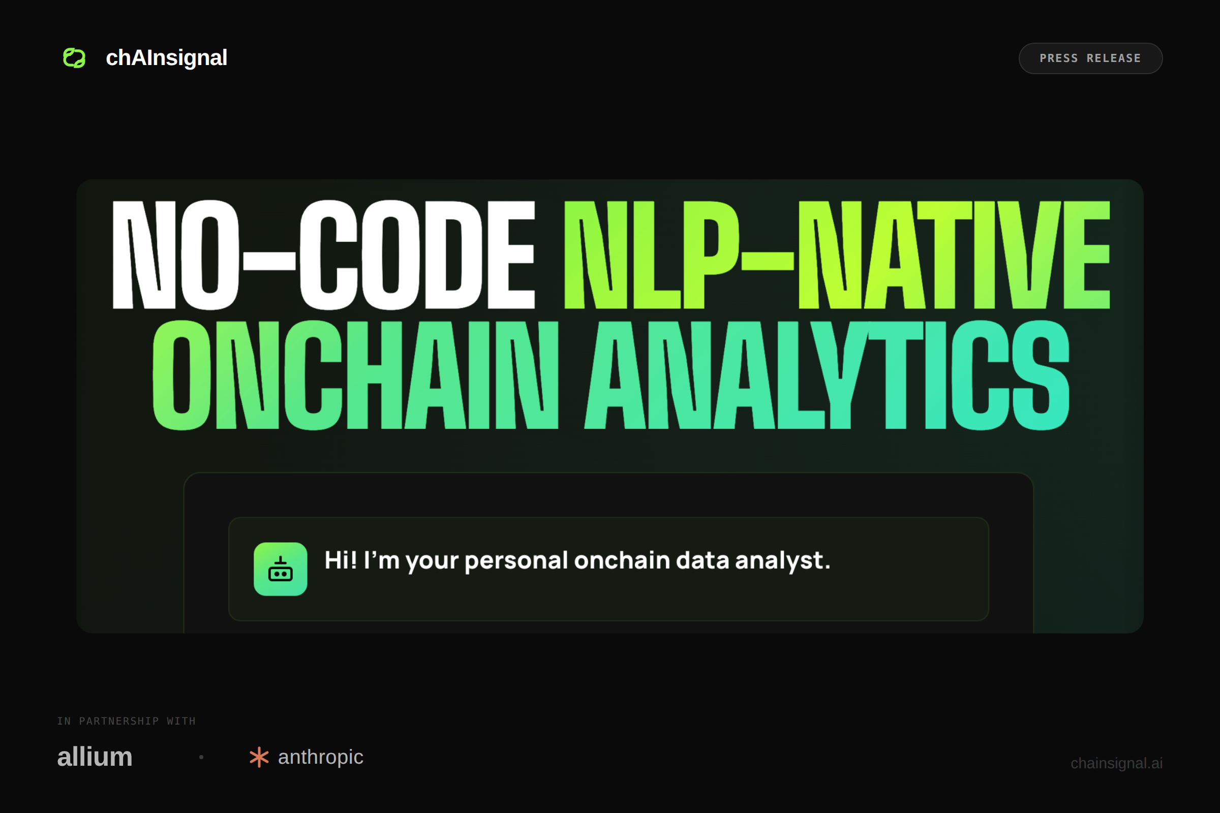 ChainSignal.ai Secures Strategic Partnerships with Anthropic AI and Allium to Advance Blockchain Intelligence