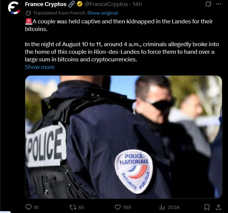 Bitcoin Ransom Attack: French Couple Abducted in Alarming Crypto Extortion Incident